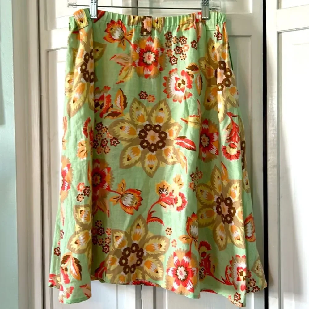 J.Jill Linen floral a-line skirt - Size LP